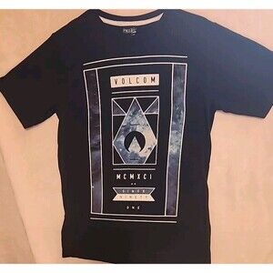 Volcom Mens Size Small Black Graphic  Short Sleeve Crew Neck Top Logo T-Shirt